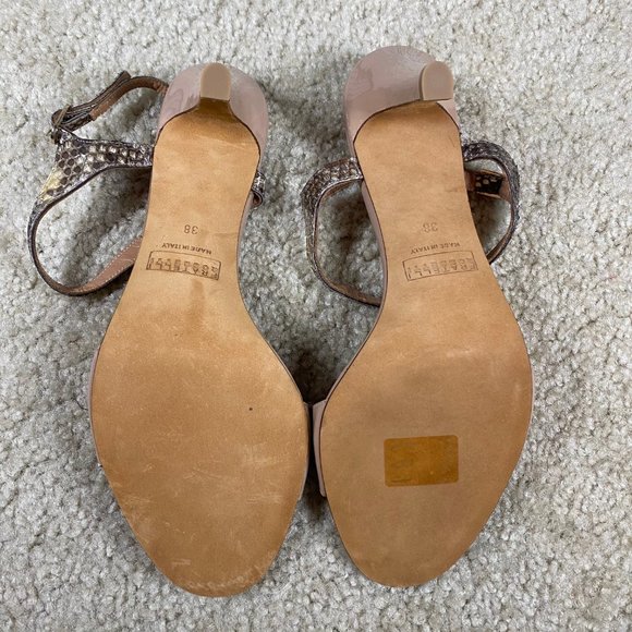 Fratelli Rossetti Tan Sandal Heels Snake Strap 7.5 - Picture 10 of 14